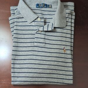 Polo by Ralph Lauren Gray and Navy Striped Polo Shirt